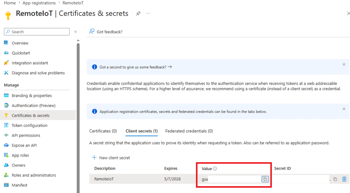 Microsoft Entra application secret